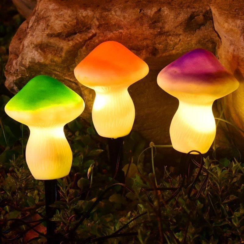 3PCS Mushroom Outdoor Solar Garden Lights Cute Shape Mushroom Landscape Lighting Path Lights for Garden Decoration Wyz19763