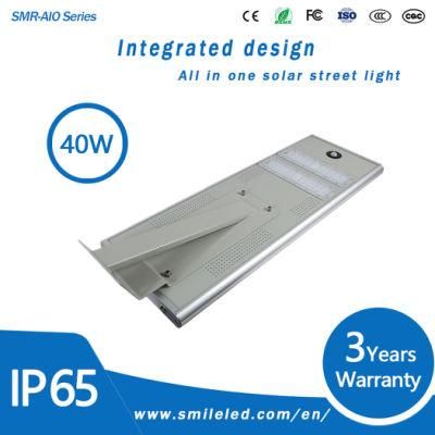 Aluminum IP65 40W Outdoor Street All in One Solar LED Light