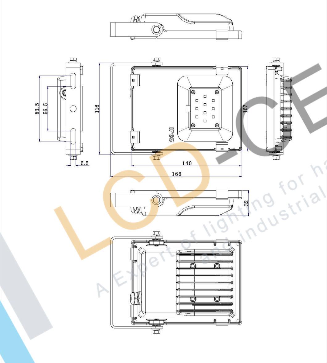 LED with Meanwell Ce SAA UL TUV RoHS Certificate High Lumen LED Lighting10W to 300W Industrial Light LED Floodlight Waterproof IP65 Ik07 Protection for 7 Years