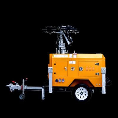 Portable Compact Mobile Tower Light with Trailer Traffic Safety