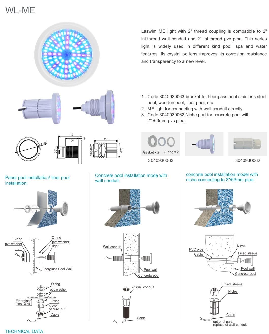 ODM Laswim White Color/RGB China LED Underwater Light Wl-Me