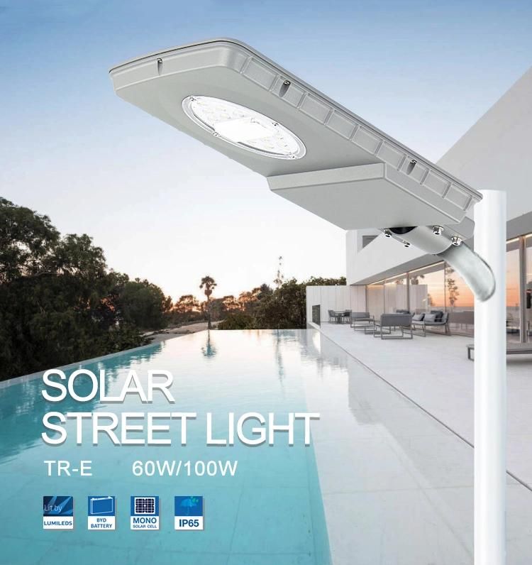 New All in One Industrial Streetlight Aluminum Integrated Solar LED Street Lights 60W 100W 200W 300W 500W Outdoor with Pole