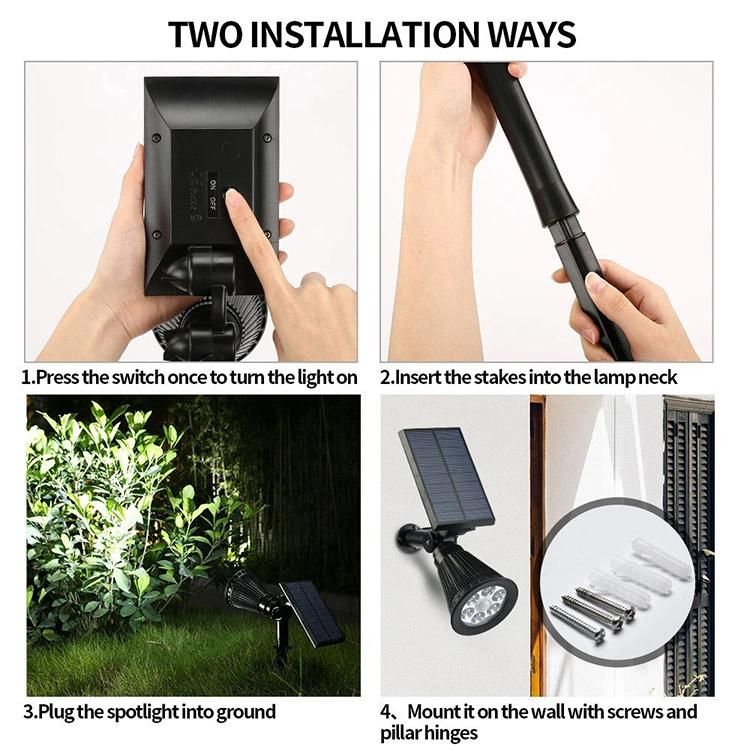 Outdoor Waterproof Garden Adjust Solar LED Landscape Spotlight with Solar Powered Panel