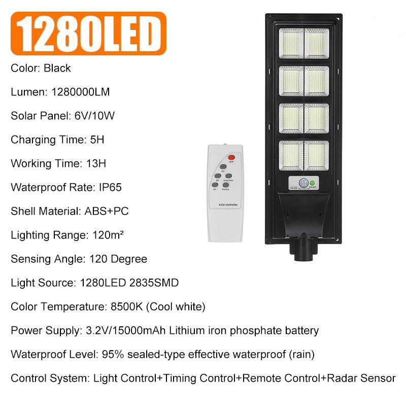 500W/800W/1000W/1200W LED Super Bright Solar Lamp Wall Street Light with Radar PIR Motion Sensor