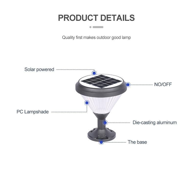 China Manufacturer Round Light Sensor Outdoor Waterproof LED Solar Garden Lamp