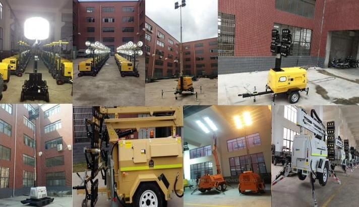 Solar Battery Hydraulic Mobile LED Light Tower with CCTV Trailer Mast