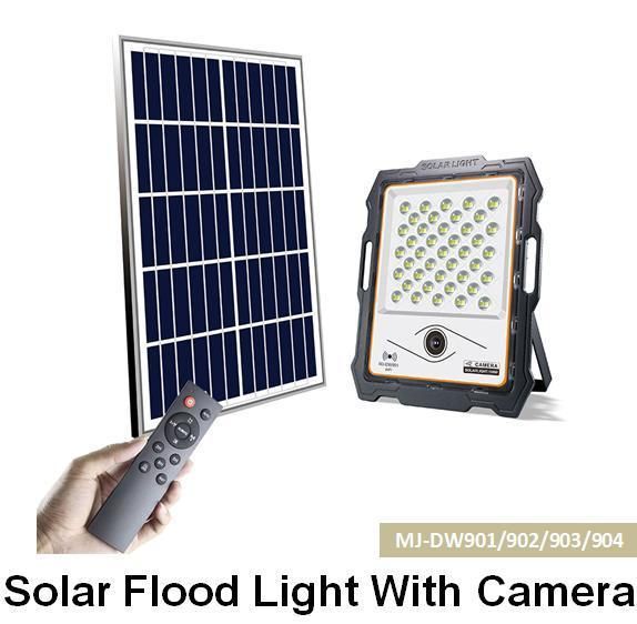 100W Remote Control LED Solar Flood Light with CCTV Camera