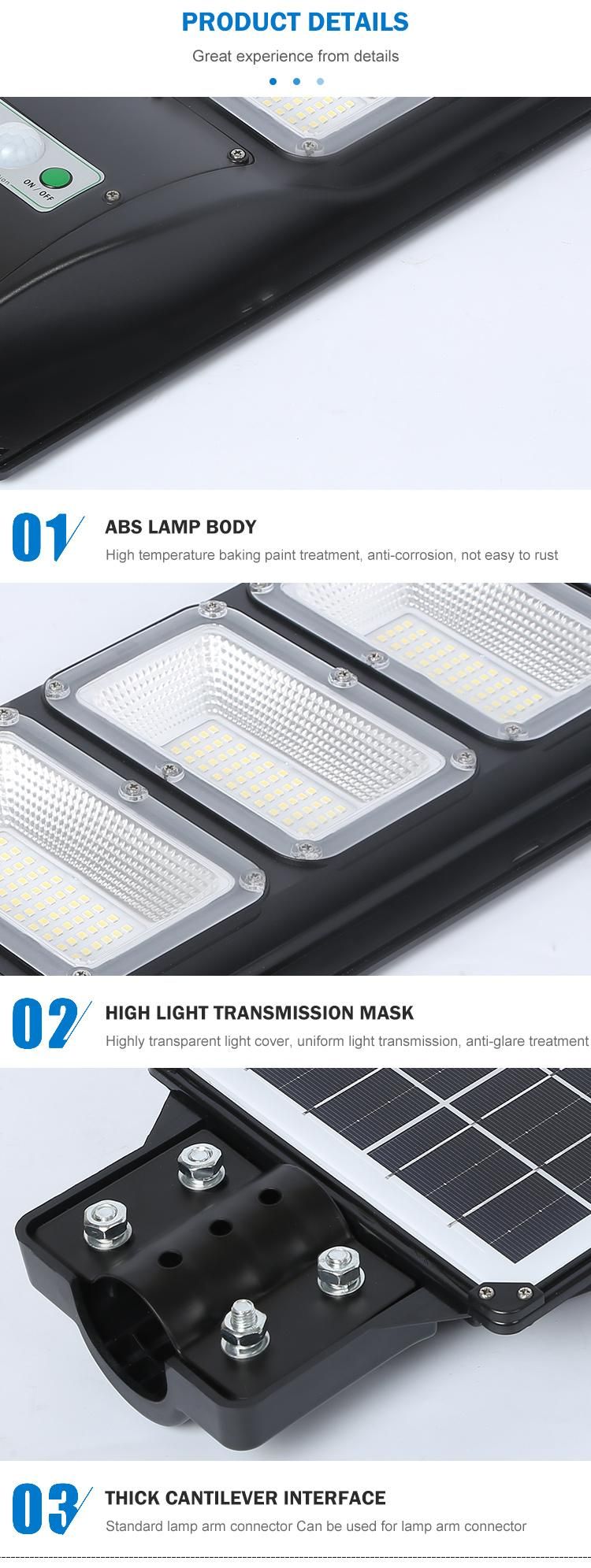 Wholesale Price Long Life Street Light LED Theme Park Road Sports ABS 120W Solar Street Light