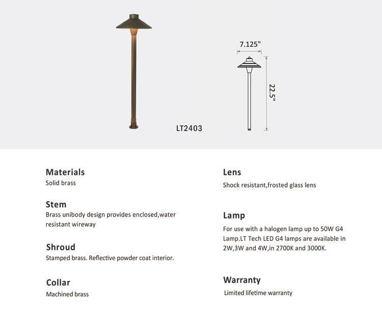 Lt 2403 Most Popular Die-Cast Brass Path Light for Garden Light