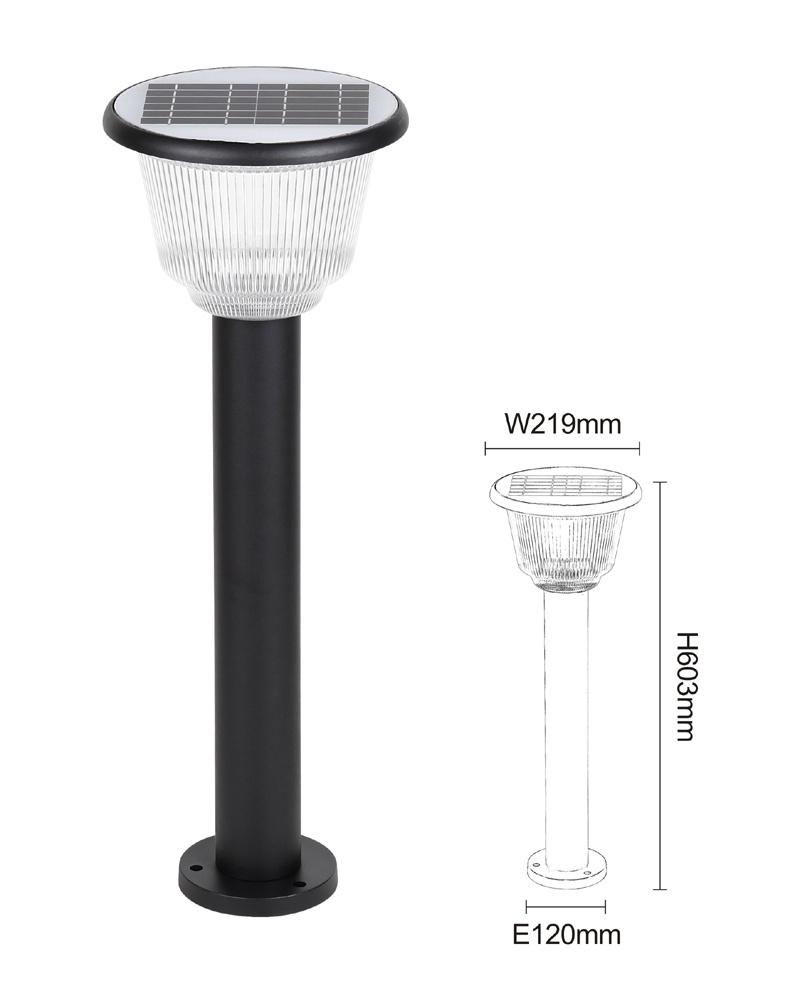 Aluminum+PC Cover Black Sand 3W Solar LED Light Garden