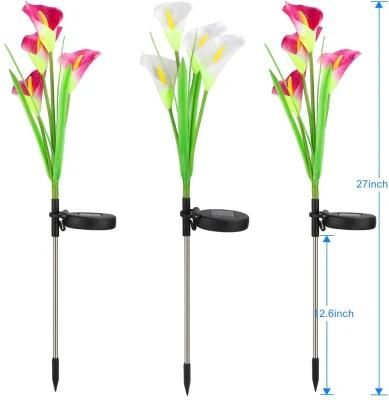 3 Pack Solar Lights Outdoor Garden Stake Flower Lights with Total 12 Lily Flower.