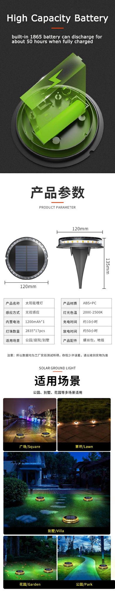 Solar Ground Lights Outdoor Waterproof Garden Deck Lamp Landscape Lighting