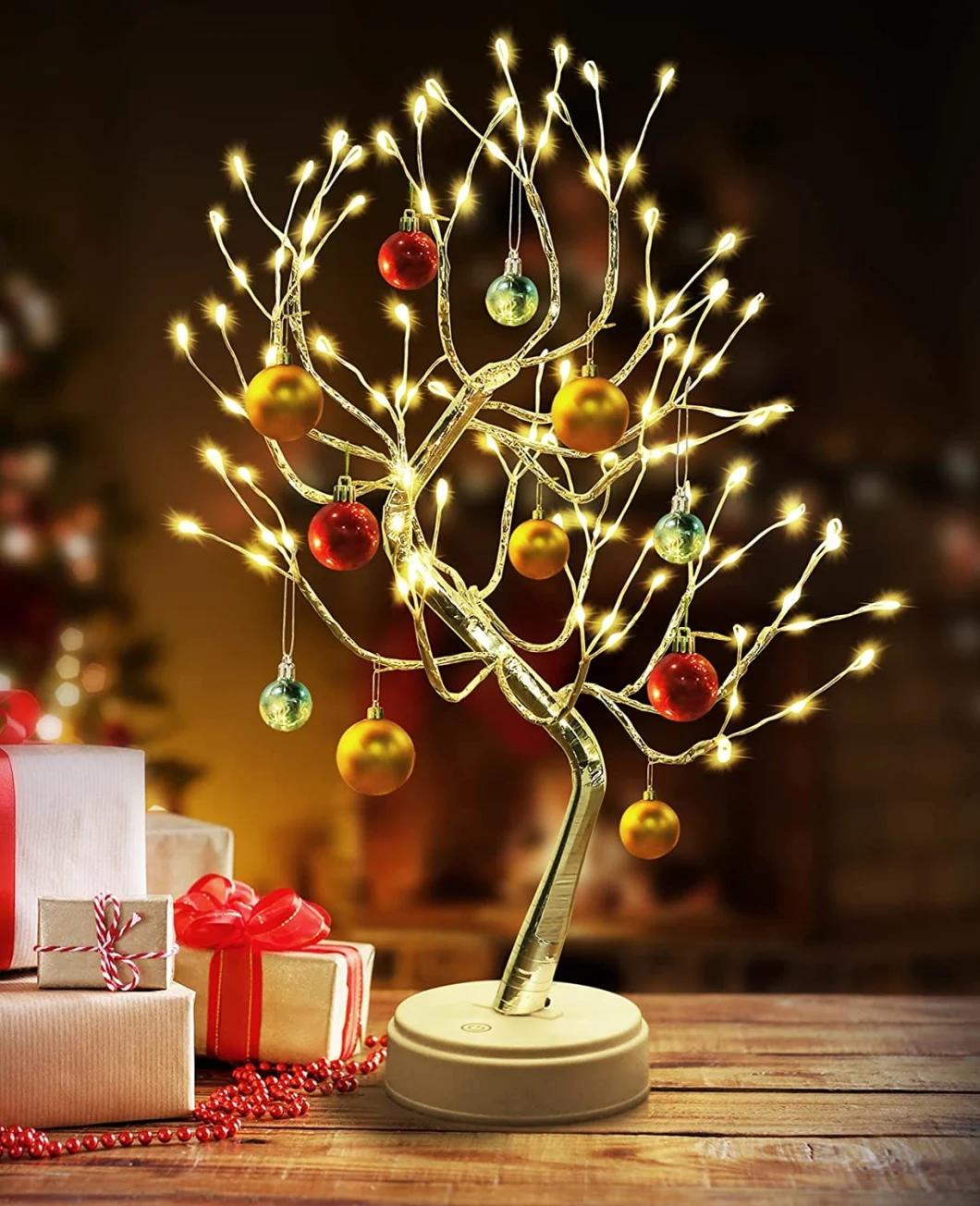 Starburst Artificial Tree Lights Touch Sensor Sparkly Tree Lamp with 72 LED USB Table Lamp for Christmas New Year Party Decor