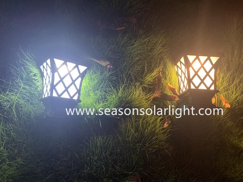 Bright Outdoor Solar Lamp Gate Lighting 5W Solar Pillar Light with Warm+ White LED Lamp