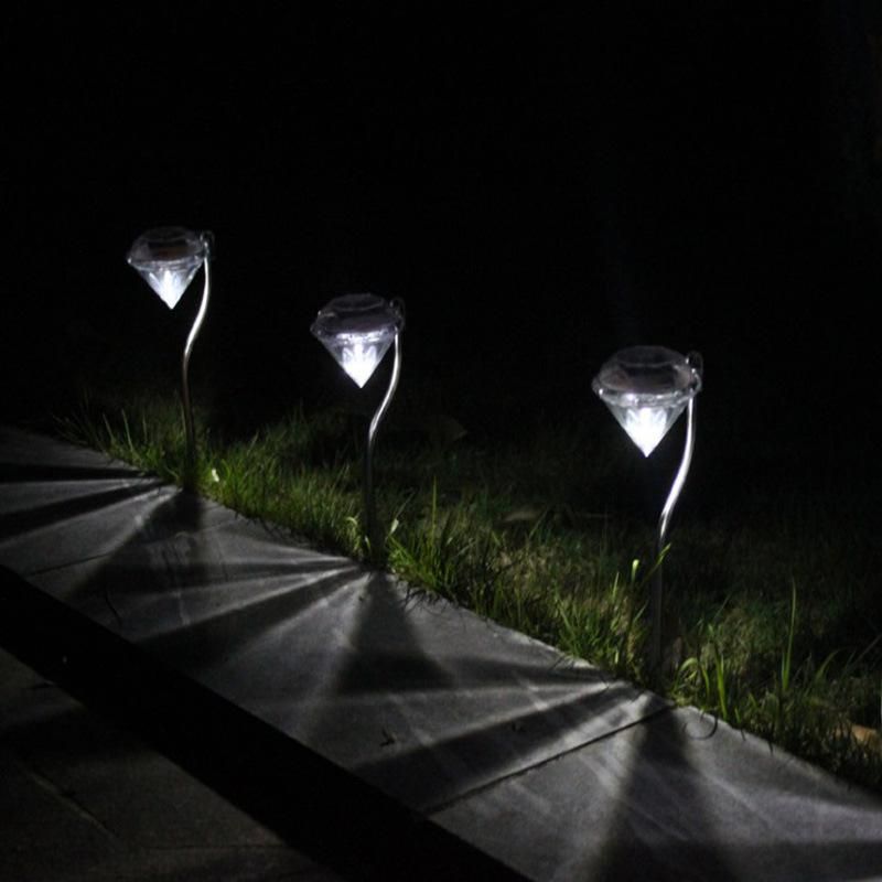 Solar Garden Lights Outdoor, Color Changing Diamond LED Solar Landscape Pathway Lights Stainless Steel Esg11891