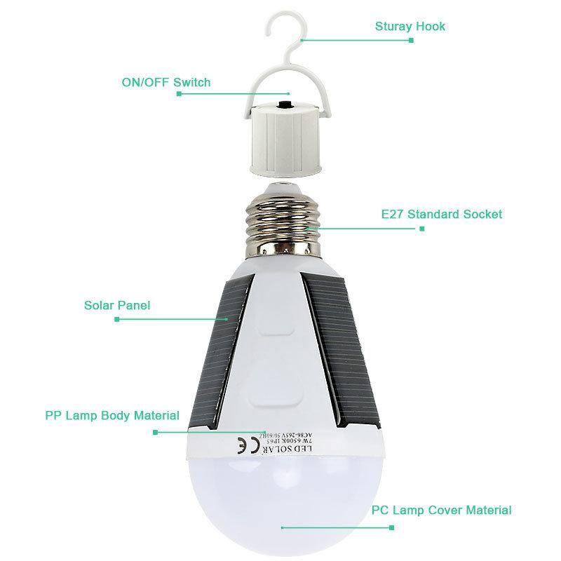 7W Rechargeable Emergency Solar Bulb for Camping Hiking Fishing