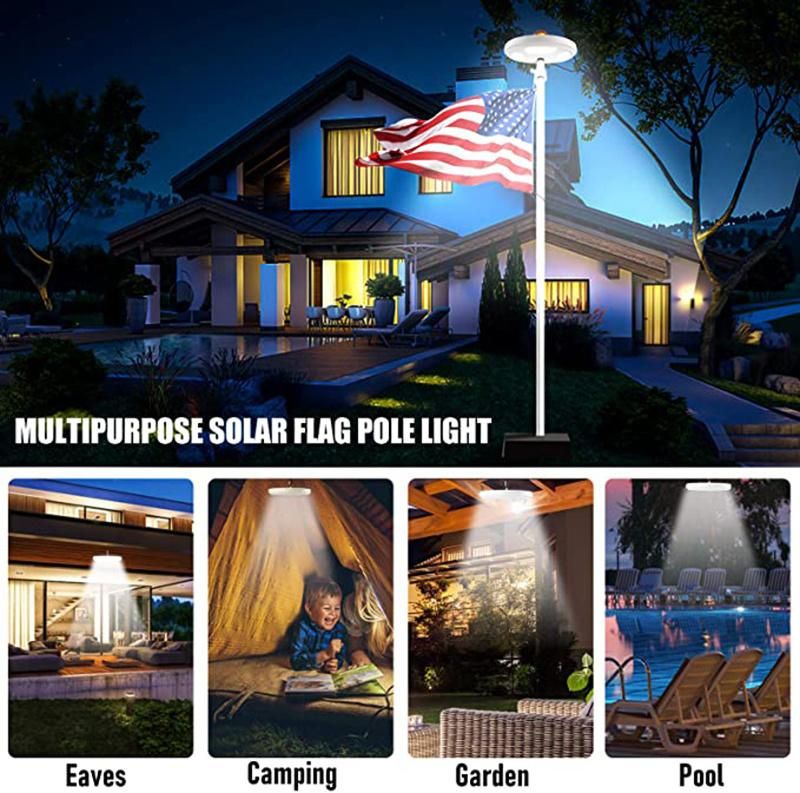 Solar Flag Pole Light 128 LED, 640 Lumens Solar Powered Flagpole Lights for Most 15 to 25FT Flag Poles 100% Flag Coverage, 2 Modes 2500mAh Downlight Last up to