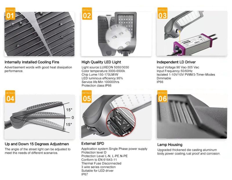 Modern Waterproof Street Light, Die-Casting Aluminum 50W LED Street Light Outdoor Solar Light