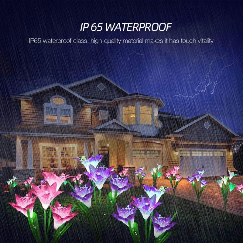 Garden Decoration LED Solar Lily Colorful Lights Solar Flower Landscape Courtyard Lawn Lamp