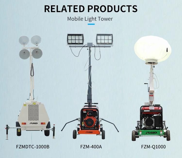 Manual Mast Gasoline Light Tower for Construction Emergency Lighting