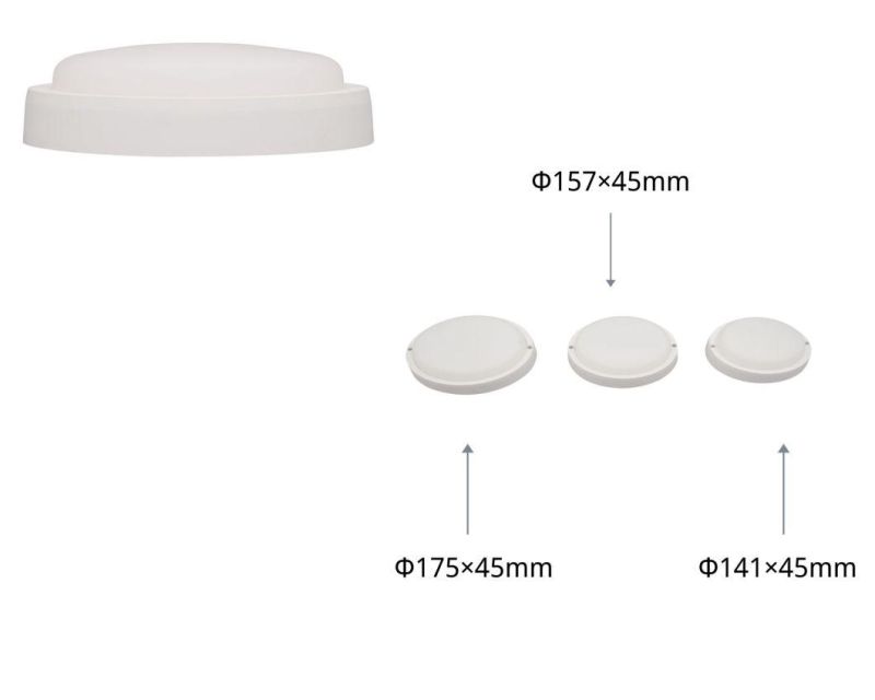 Outdoor Light IP65 Moisture-Proof Lamps LED Waterproof Bulkhead Light White Round with CE RoHS Certificate 8W 12W 15W