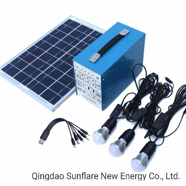 Portable 30W Solar Light Kit 2020 with LED Bulbs and Mobile Phone Charger