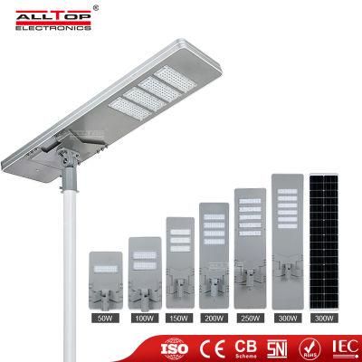 Alltop Cost-Offective IP65 Waterproof 50 100 150 200 250 300 W All in One Outdoor Solar LED Street Lamp