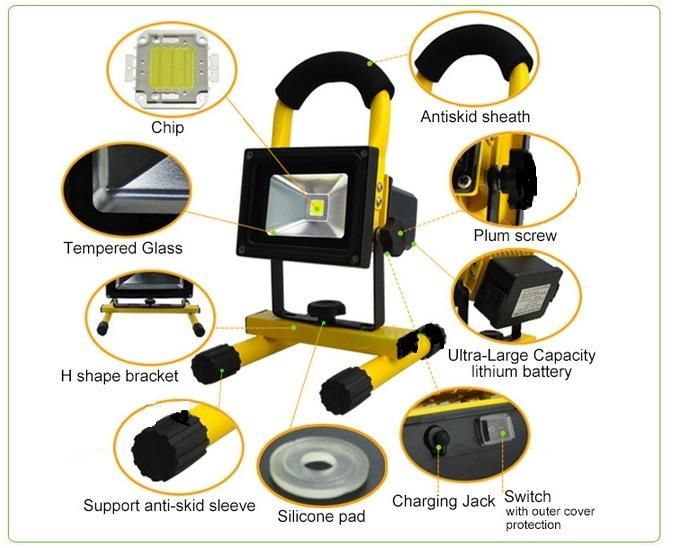 Battery Powered Work Lamp Emergency Light LED Light LED Flood Light 10W Poratable Fixtures