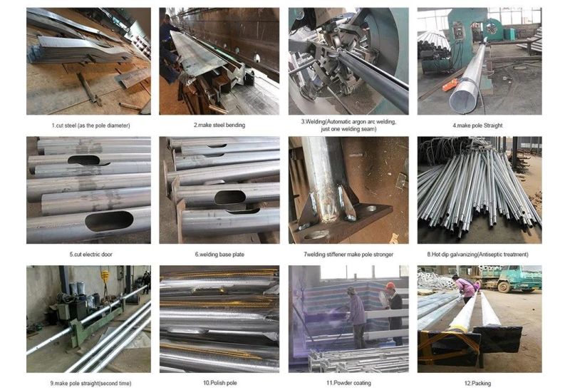 Professional Factory Galvanized 3m 4m 5m 6m 7m 8m 9m 10m 11m 12m Road Lighting Poles Steel Street Light Pole