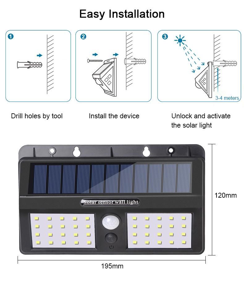 Simva 40 LED Wireless Waterproof Motion Sensor Outdoor Solar Light for Garden