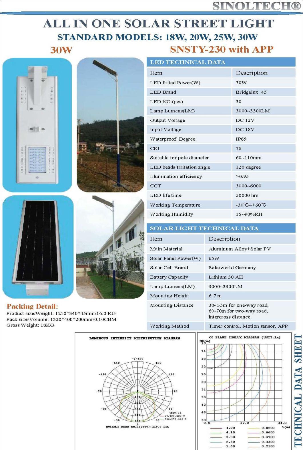 Integrated Type Wall Mount 30W Solar Powered LED Street Lighting (SNSTY-230)