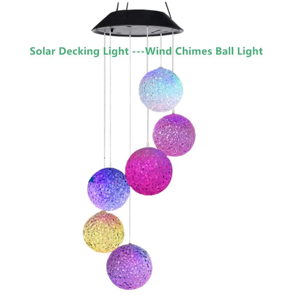 Waterproof Colorful Solar Lights Outdoor LED Ball Light Hanging Lamp Balcony Garden Patio Room Decoration Wind Chime Light IP65 LED Solar Garden Light