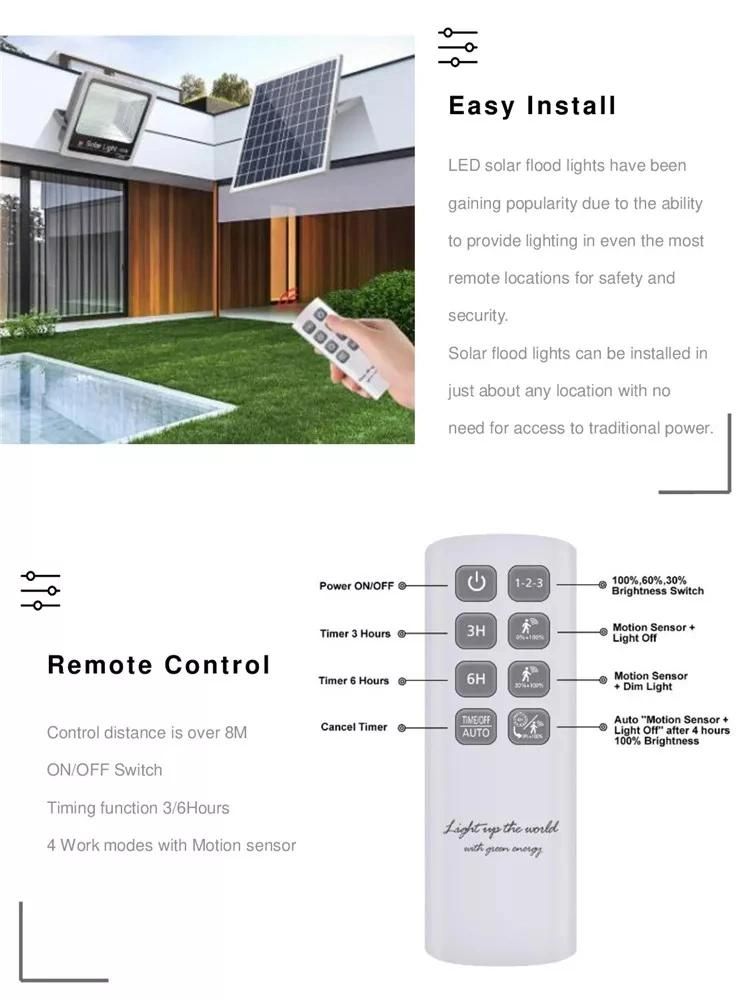 Jd-8825L Solar Flood Light Die-Casting Aluminum Housing,