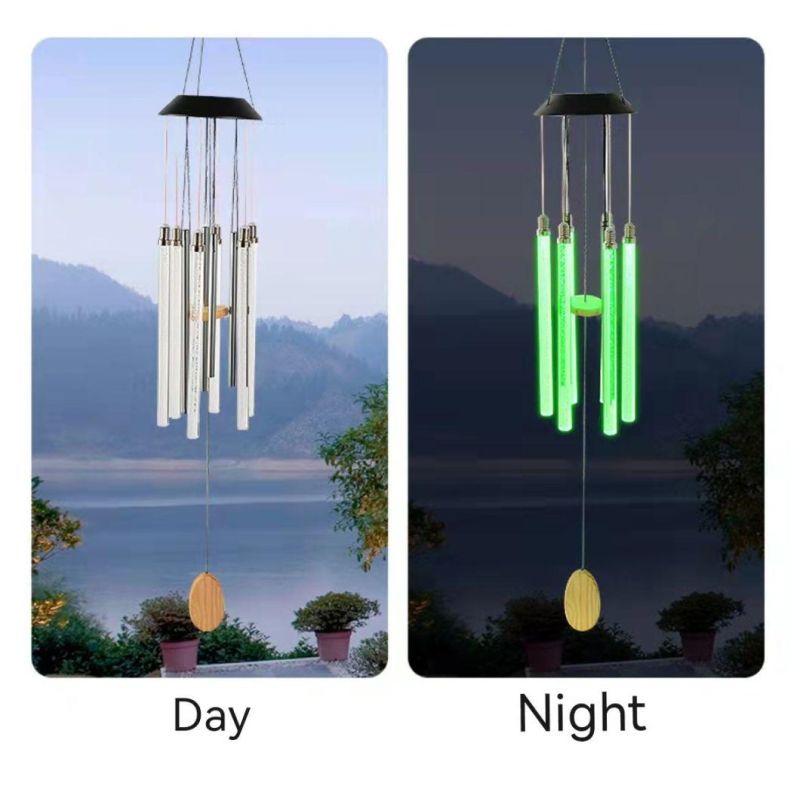 LED Solar Light Tubulose Wind Chime Changing Color Waterproof for Home Party Outdoor Night Garden Bar Decoration