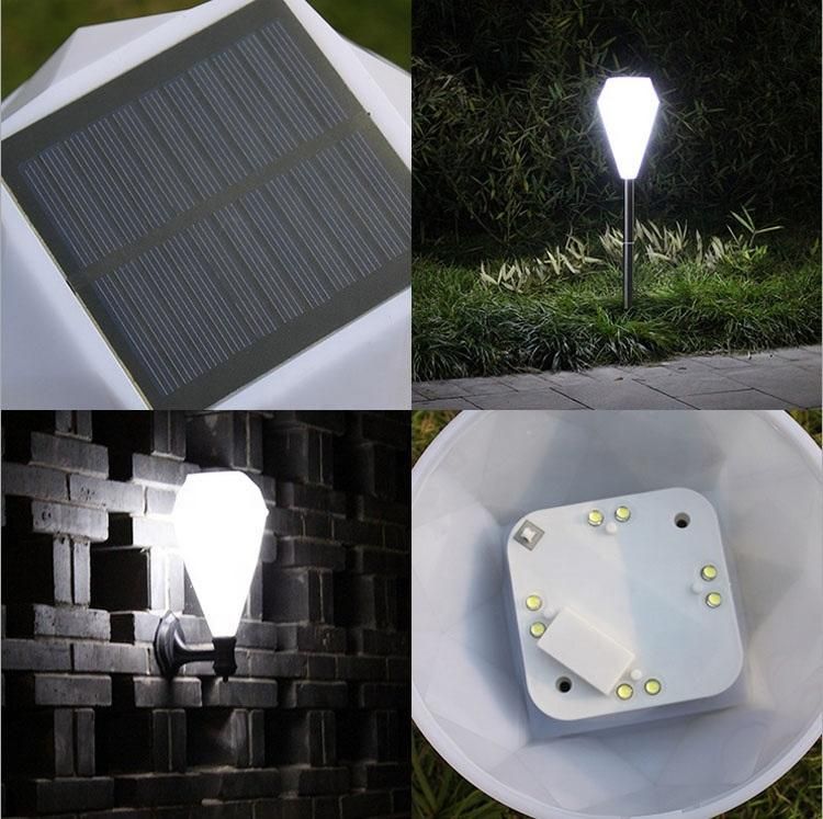 Solar Stake Lamp White Solar Powered Rechargeable LED Plastic Garden Lawn Light Solar Path Light