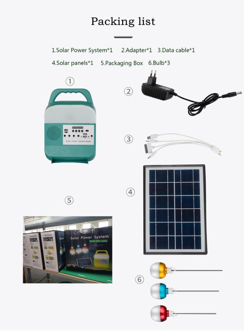 Potable Power Supply Solar Energy Systems Solar Panel Power Station with Radio as Lighting System Solar Lights