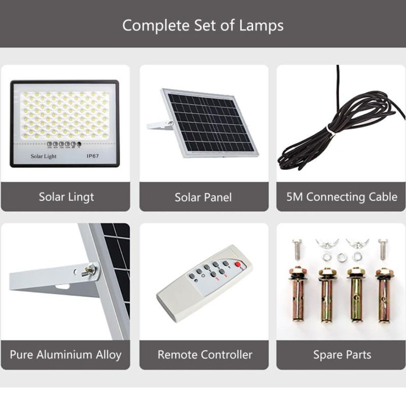 High Lumen 60W 200W Waterproof IP67 Outdoor Lighting Solar LED Flood Lamp