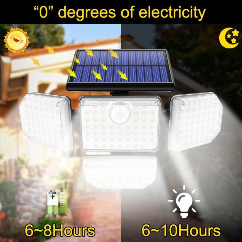 Solar Lights Outdoor 182/112 LED Wall Lamp with Adjustable Heads Security LED Flood Light IP65 Waterproof with 3 Working Modes