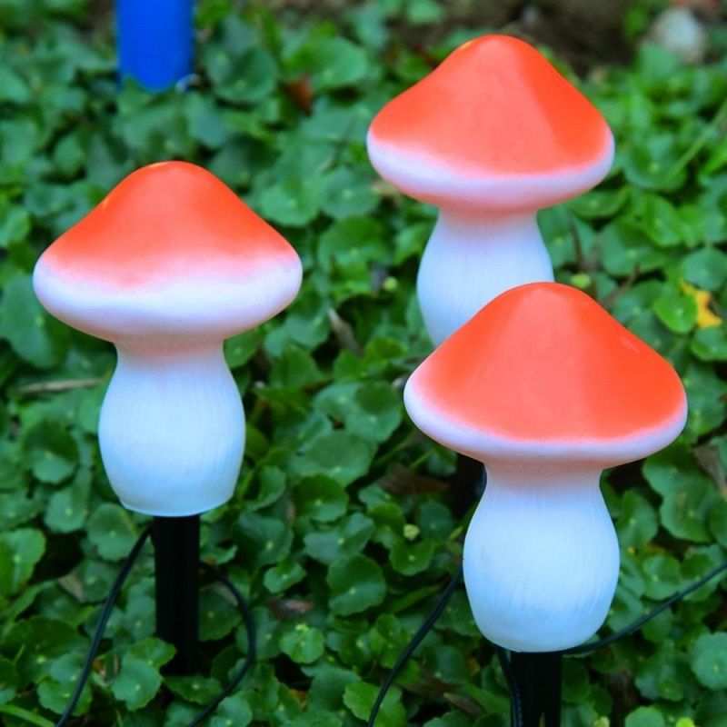 3PCS Mushroom Outdoor Solar Garden Lights Cute Shape Mushroom Landscape Lighting Path Lights for Garden Decoration Wyz19763