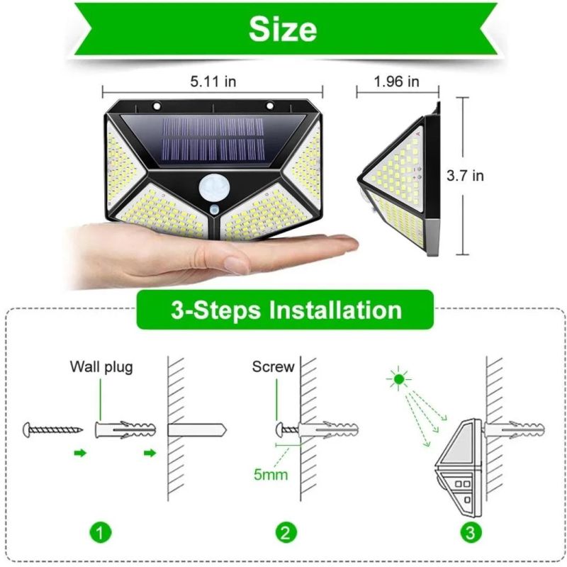 Boundary Tube 600W LED Motion Sensor Brick Solar Wall Light