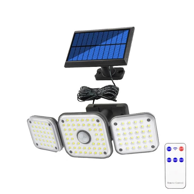 ABS IP65 Waterproof Outdoor Street Outdoor LED 3 Heads Split Solar Wall Light with Montion Sensor