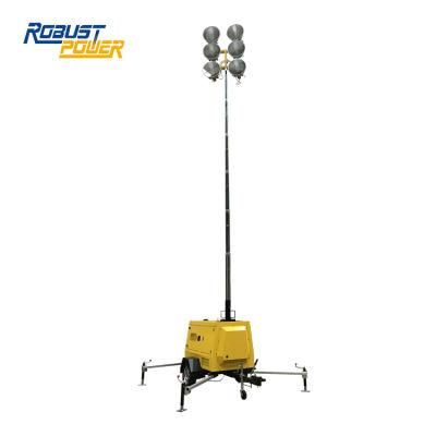 Heavy Duty Vehicle Mounted Diesel Tower Light with Generator