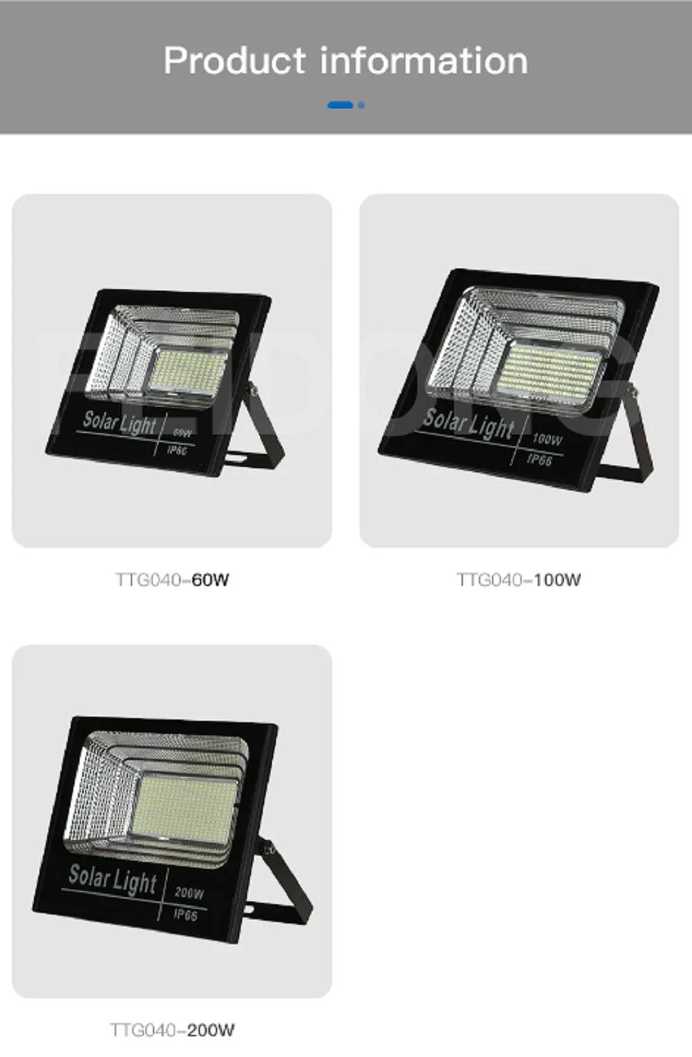 High Quality Outdoor IP66 Waterproof 40W-300W LED Solar Flood Lights