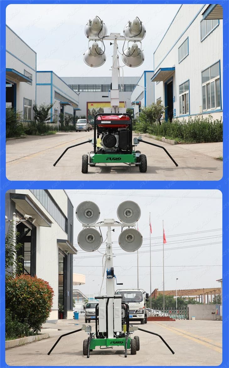 400W*4 LED Electric Mobile Lighting Tower with 5m Elevating Height