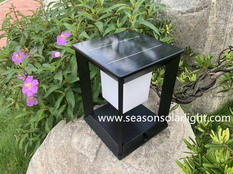 Smart Remote Control Garden Gate Pillar Lighting 5W Outdoor Solar Light Post Lamp with Multi-Color LED Light