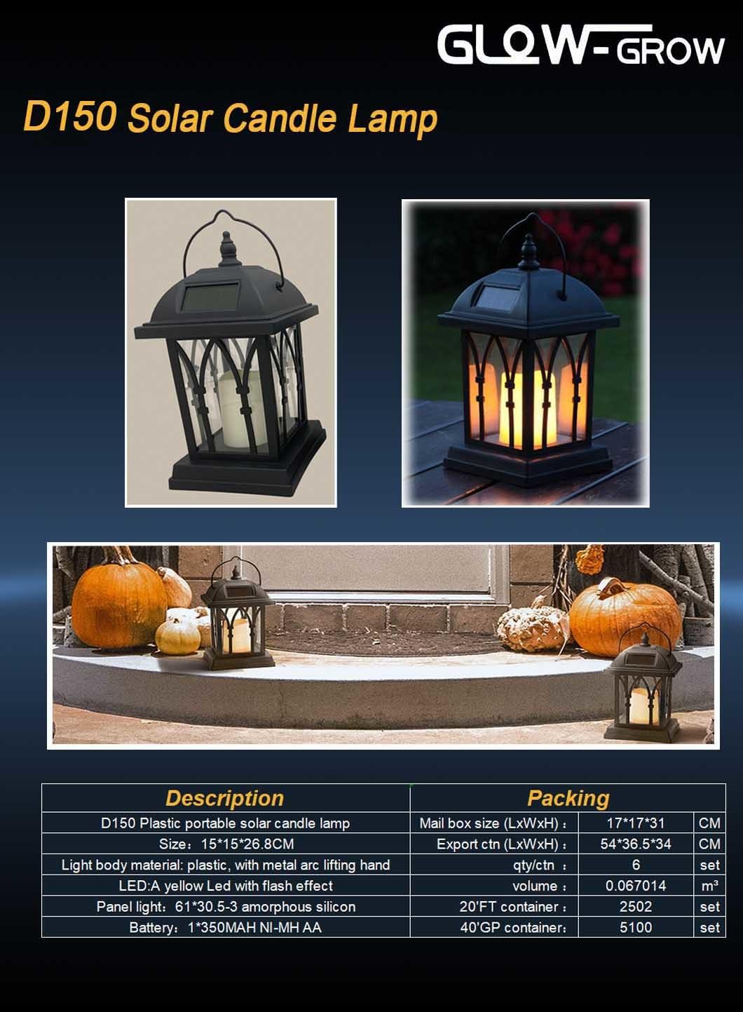 Wholesale Warm White Portable Lantern Solar LED Candle Light for Outdoor Garden Decoration