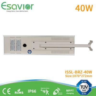 40W Integrated/All-in-One Outdoor Solar LED Street Garden Light Good Quality Low Price with IP66/CE/TUV/RoHS