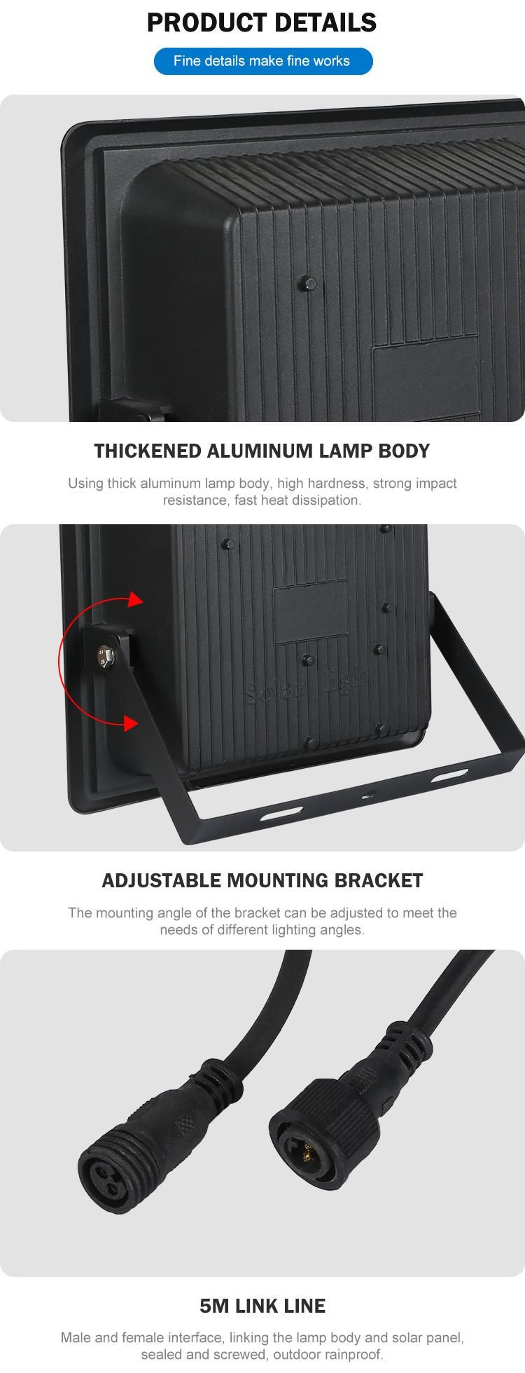 Solar Dooryard Waterproof Lamp 10W 25W 40W 100W LED Flood Light Manufacturer