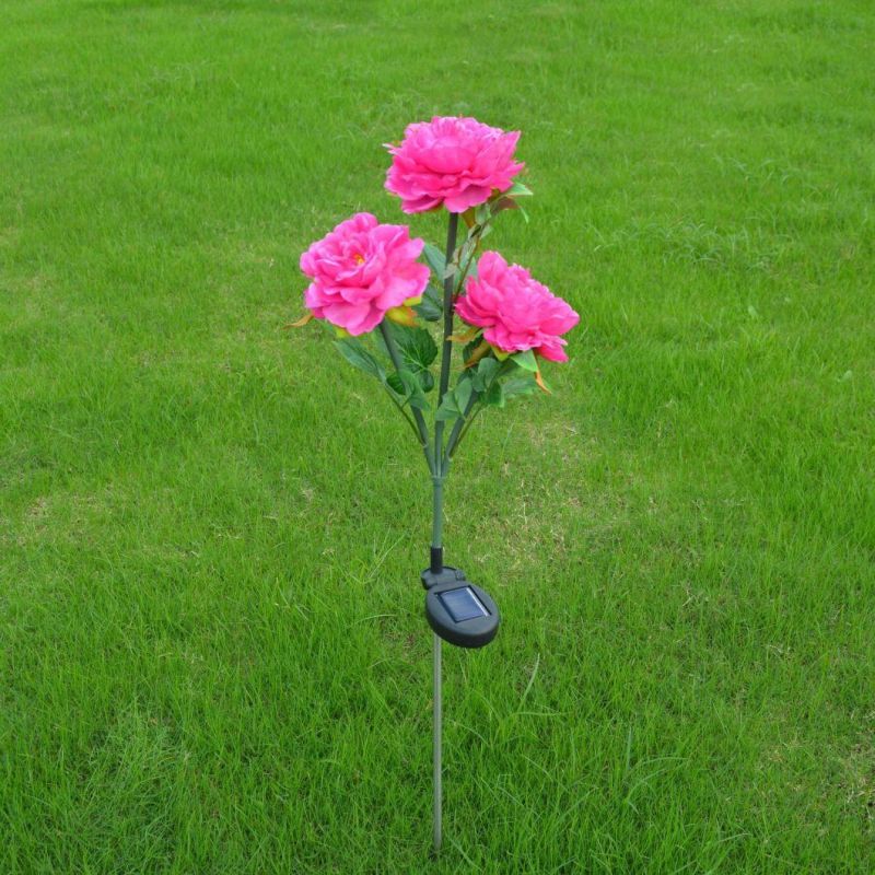 LED Roses with Leaves Flower Stake, Rechargeable by Solar Energy for Garden Backyard Patio Porch Lawn Pathway Wyz16581