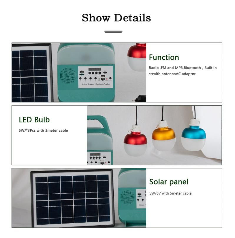 Potable Power Supply Solar Energy Systems Solar Panel Power Station with Radio as Lighting System Solar Lights